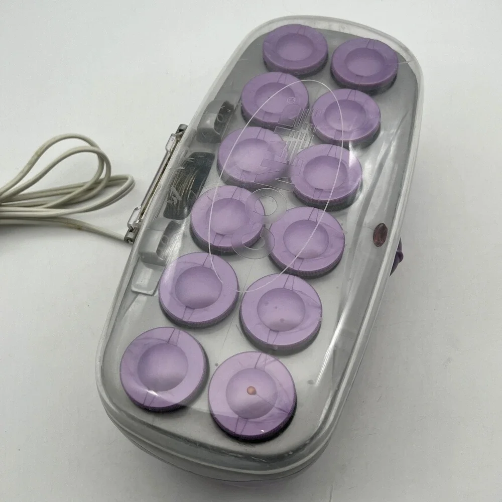 Conair Ion Shine Hair Setter 12 Flocked Rollers Purple Silver Electric HS100